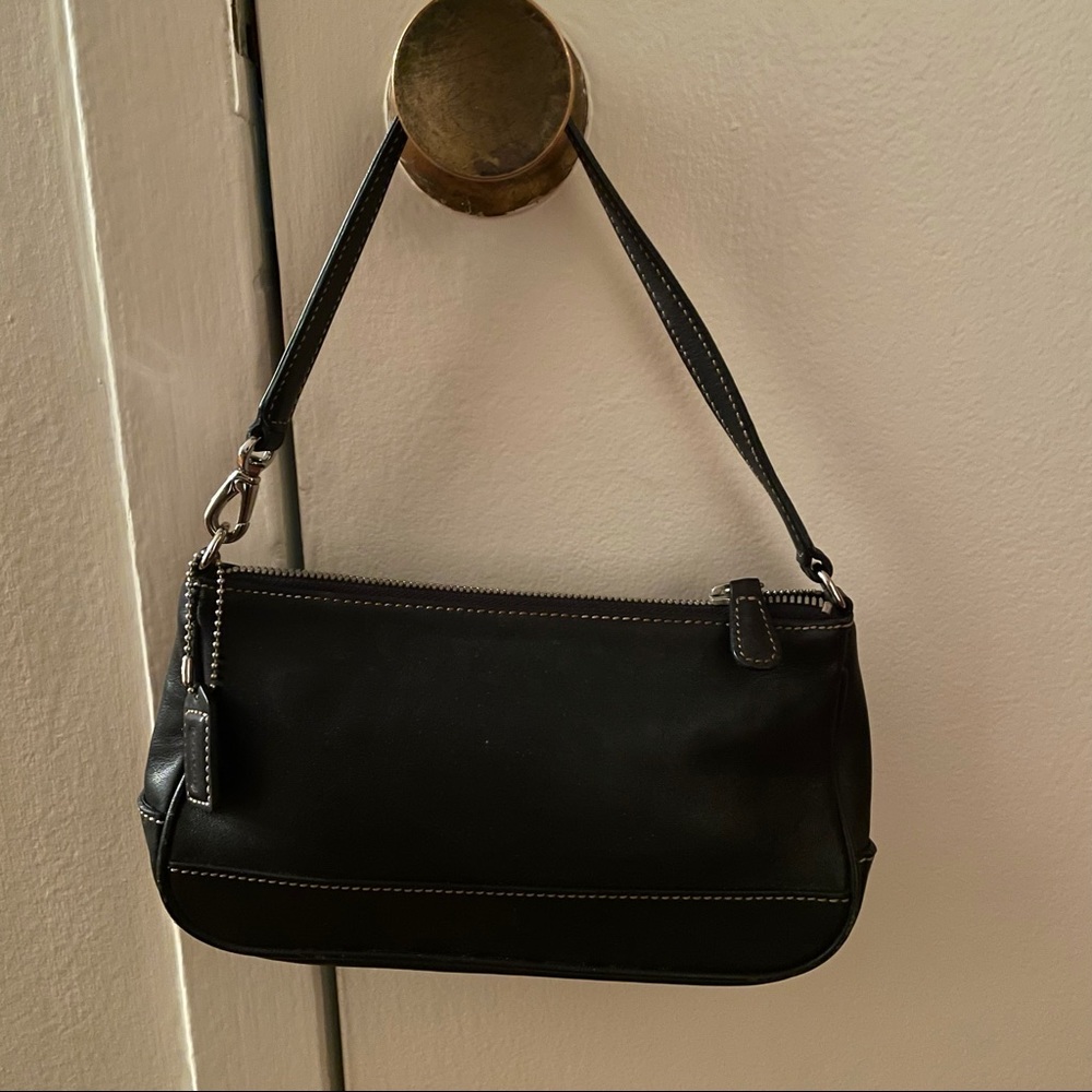 Coach Small Black Leather Pochette Vintage Y2K